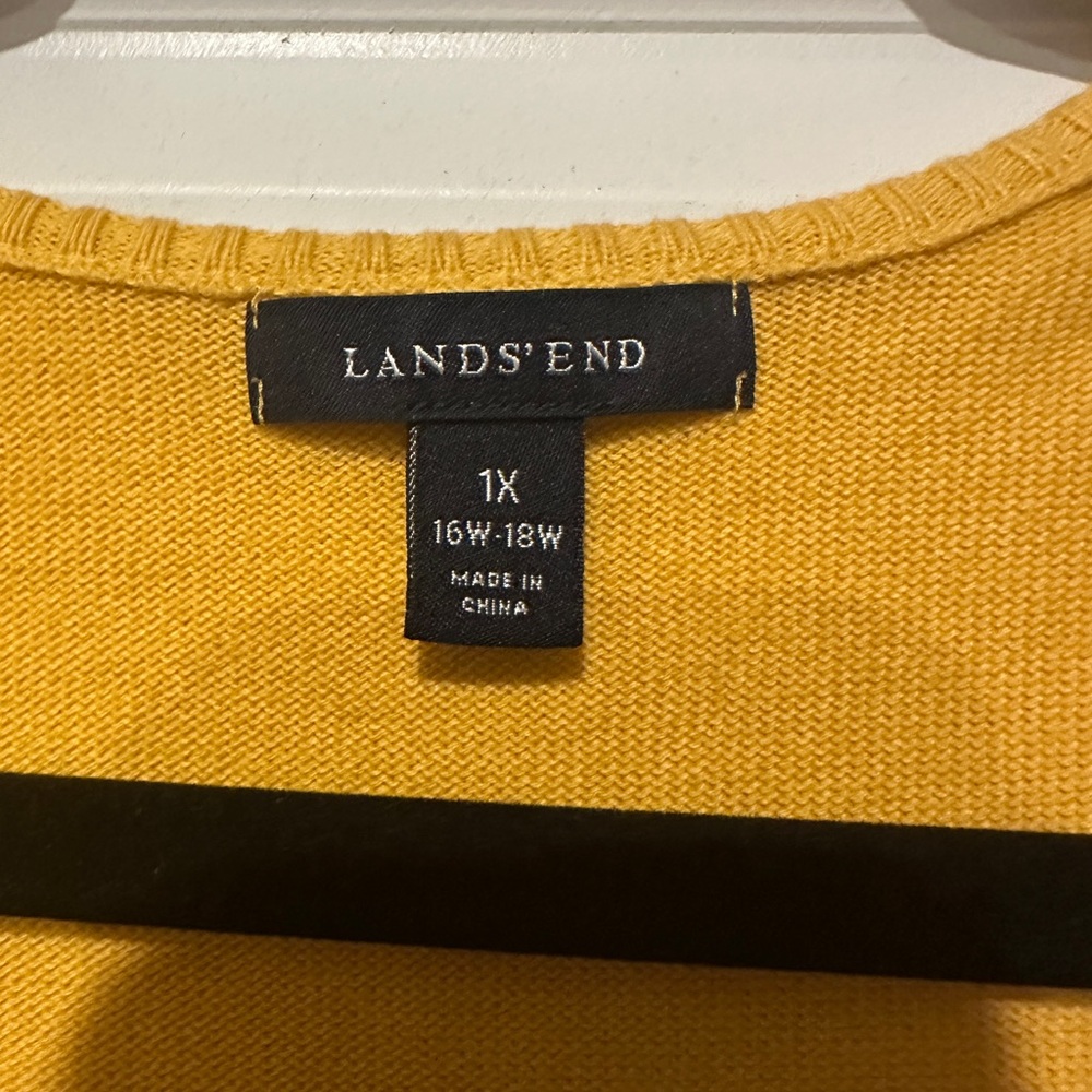 Lands' End Yellow Argyle Cardigan Sweater - Picture 5 of 6
